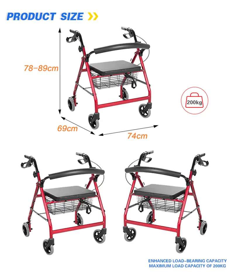 Steel Walker Rollator With Seat Steel Walker Rollator With Seat